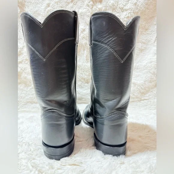 Justin Roper Cowboy Boots 3025 Gray Men 6.5C Made in USA VTG Y2K 87' Stock